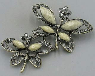 High End Vintage Jewelry Purple Givre Glass Butterfly Brooch Pin Rhinestone Lott