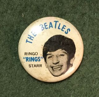 Ringo Starr Pin Button The Beatles Rings Small Vintage 1960s Music Drummer