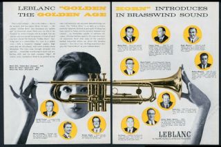 1959 Leblanc Golden Horn Trumpet Conrad Gozzo Manny Klein Photo Vintage Print Ad