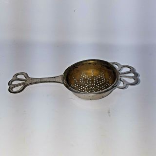 Vintage Victorian Silver - Plate Brass Tea Strainer Infuser Made In England