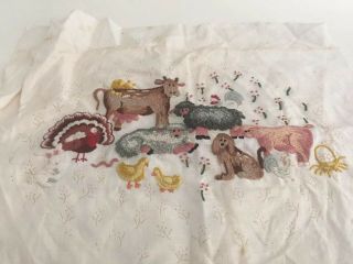 Vintage Farm Animals Embroidery Embroidered Picture