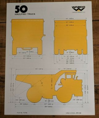 Vintage WABCO Construction & Mining Haulpak Truck Model 50 Spec Sheet Brochure 2