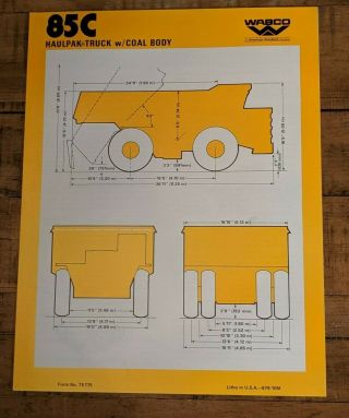 Vintage WABCO Construction & Mining Haulpak Truck Model 85C Spec Sheet Brochure 2