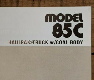 Vintage WABCO Construction & Mining Haulpak Truck Model 85C Spec Sheet Brochure 4