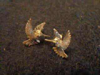 Vtg Sterling Silver 925 Hummingbird Earrings Stud Pierced