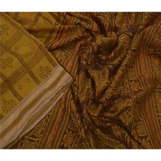 Tcw Vintage Green Saree 100 Pure Silk Printed 5 Yard Sari Craft Fabric