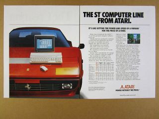 1986 Atari 1040st 1040 - St Computer On Ferrari Photo Vintage Print Ad