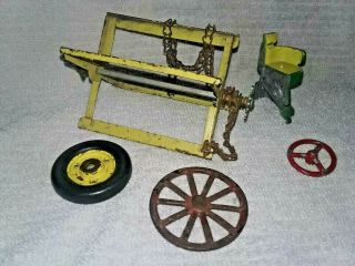 Vintage John Deere Combine Reel & Chain,  1/2 Of 3010 Jd Tractor Seat,  3 Wheels