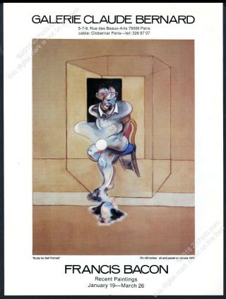 1977 Francis Bacon Self Portrait Painting Paris Gallery Show Vintage Print Ad
