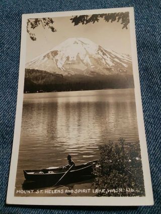 Vintage Postcard Mount Saint Helens Spirit Lake Washington State Post Card Rppc