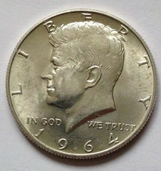 1964 Denver 90 Silver Kennedy Half Dollar.  Vintage United States Coin.