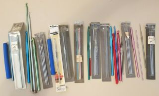 37 Vintage Crochet Hooks Assorted Sizes & Lengths Almost All Aluminum Metal