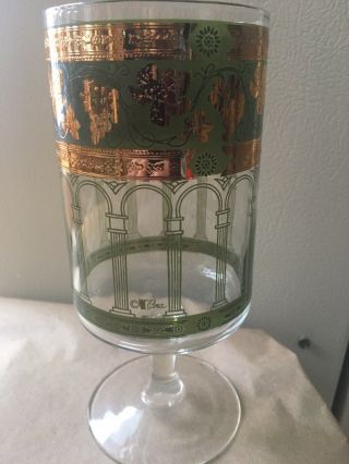 Vintage Cora Mid Century Mod Bar Glasses Green Grapes & Gold (set Of 4)