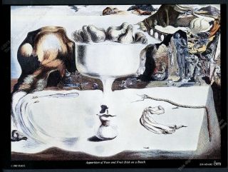 1984 Salvador Dali Surreal Face Fruit Dish Beach Art Magui Vintage Print Ad