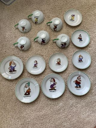 Vintage Seven Dwarfs Tea Set.  6 Cups / 5 Tea Plates / 4 Plates.  Approx 1930’s