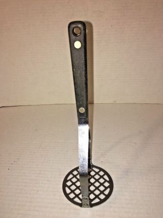 Vintage Flint Stainless Steel Potato Masher with Black Wooden Handle 2