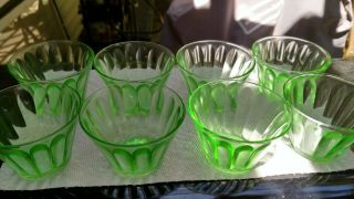Vintage Hazel Atlas Depression Glass Green Custard Pudding Dessert Cups Set Of 8