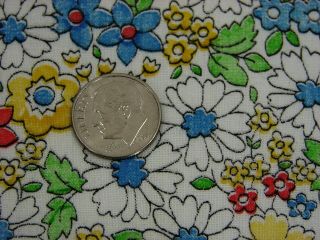 Vtg Quilt/Craft Cotton Pretty Small Wildflower Floral Happy Colors - 36x2.  8Yds 2