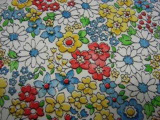 Vtg Quilt/Craft Cotton Pretty Small Wildflower Floral Happy Colors - 36x2.  8Yds 3