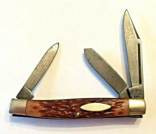 Vintage Camillus York Usa 3 - Blade Stockman 76 Pocket Knife