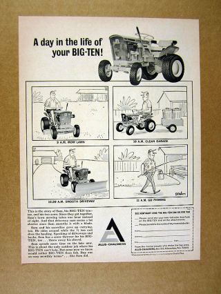 1966 Allis - Chalmers Big - Ten Tractor Mower Plow Attachments Vintage Print Ad