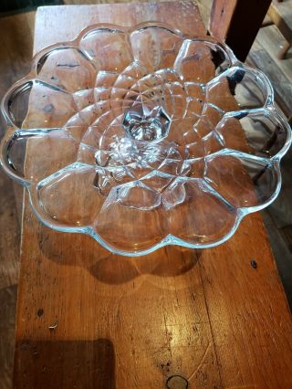 Vintage Le Smith Dominion Cake Stand Pedestal Pressed Glass 11.  5 X 4.  75 Clear