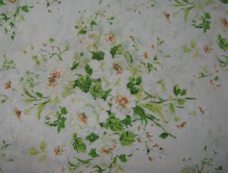 Vintage Bibb Full Double Fitted Sheet White W/bright Yellow Orange Green Floral