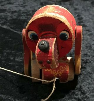 Vintage Fisher Price Doggy Wooden Pull Toy 640