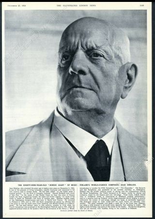 1954 Jean Sibelius Photo By Yousuf Karsh Vintage Print Article