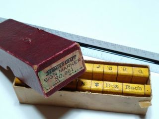 Vintage Stamper Kraft Sign Marker Pricing Printer Set 901 Wooden/Rubber/Block 2
