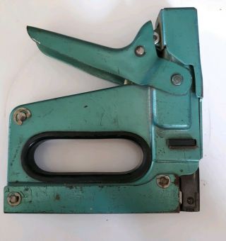 VINTAGE BOSTITCH T5 HEAVY DUTY STAPLER TACKER HAND TOOL TEAL 2