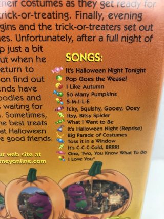 Barney ' s Halloween The Party VHS 1983 1999 Vintage Orange Clamshell Print 3