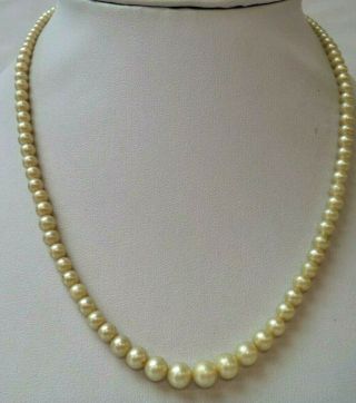 Stunning Vintage Estate Signed 14k White Gold Art Deco Pearl 17 " Necklace 2354t