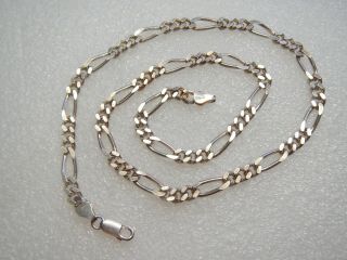 Vintage Sterling Silver Italian Italy Figaro Link 18 1/4 Inch Necklace 25 Grams