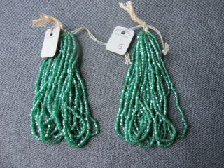 Vintage Green Carnival Glass Beads For Embroidery Jewelry Marshall Fields