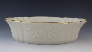 Vintage Lenox China Harvest Server Porcelain Gold Gilt 8 " Oval Serving Bowl
