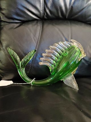 Vintage Carnival Glass Fish Green Gibson?