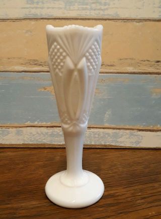 Milk Glass Bud Vase 6.  25 " Tall Vintage Midcentury Farmhouse Decor