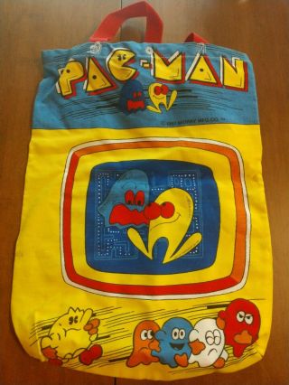 Vintage 1982 Pac - Man Bag Cloth Canvas Tote Bag School Bally Midway Arcade Game