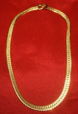 Vintage Gold Tone Monet Herringbone Chain Necklace