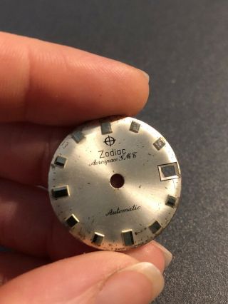 Zodiac Aerospace GMT Vintage Silver Tone Dial Date Indicator Parts Watchmaker 3