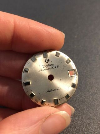 Zodiac Aerospace GMT Vintage Silver Tone Dial Date Indicator Parts Watchmaker 4