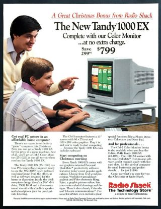 1986 Tandy 1000 Ex Personal Computer/monitor Photo Radio Shack Vintage Print Ad