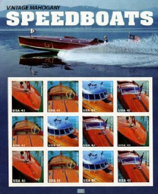Us Scott 4160 - 3 (2007) Vintage Speedboats Stamp Sheet Of 12 X 41c Mnh