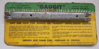 Vintage 1956 Oregon Gaugit Chain Saw Depth Gauge Jointer