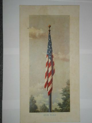 Vintage Lithograph Our Flag From Painting Fred Tripp Mccleary Hospital
