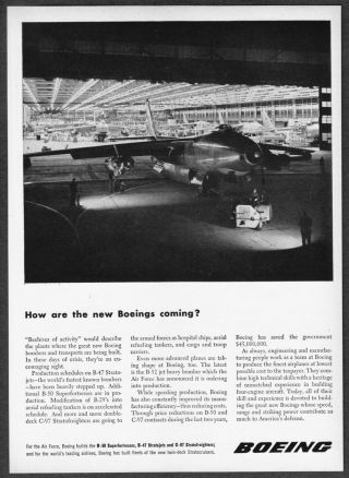 1951 Boeing B - 47 Stratojet Bomber Factory Photo Fastest Known Vintage Print Ad