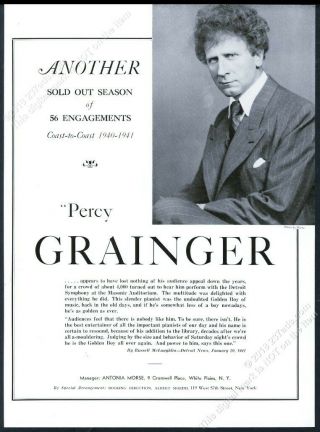 1941 Percy Grainger Photo Piano Recital Tour Booking Vintage Print Ad