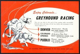1953 Greyhound Racing Race Art Colorado Dog Track Racetrack Vintage Print Ad