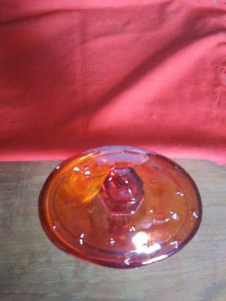 Vintage Lidded Candy Dish Lid LE Smith Glass Amberina American Eagle & Stars 2